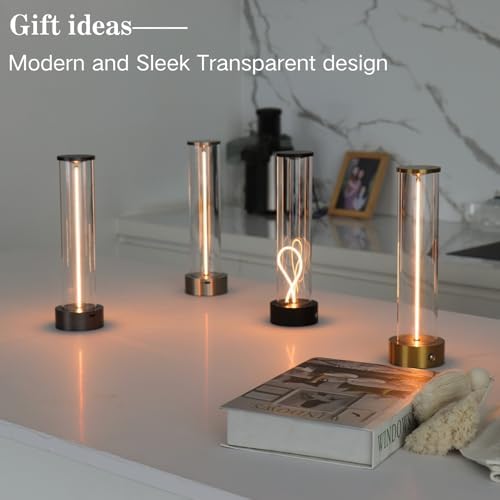 Mini Minimalist Tabe Lamp with Breathing Effect, Cordless LED Desk Lamp Rechargeable Modern Night Lights Portable Lamp for Gaming, Home Office, Bedroom, Living Room, Kitchen, Bar, Restaurant (Gold) - Image 6