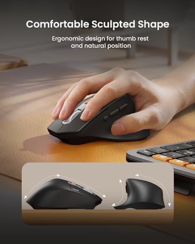 ProtoArc EKM01 Plus Wireless Ergonomic Keyboard Mouse Combo - Gray Black - Image 5