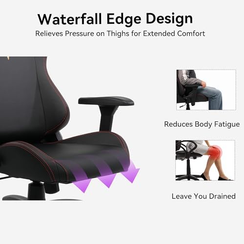 Gaming Chair 4D Adjustable Armrests - 170° Reclining & 320lb Capacity, High Back Ergonomic Computer Chair with Lumbar Support, Headrest & Lumbar Pillow - Image 7