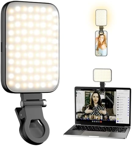 Selfie Light Rechargeable Phone Light Clip-On – Portable LED Selfie Light with 3 Color Modes & 10 Brightness Levels for iPhone, TikTok, Makeup, Vlogging, Live Streaming, Zoom by GLOUEN