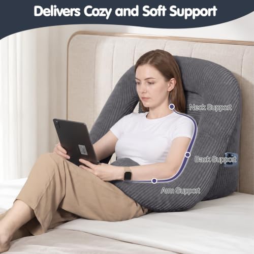 Reading Pillow for Bed Adult, 2-in-1 Back Rest Pillow for Sitting Up - Image 3