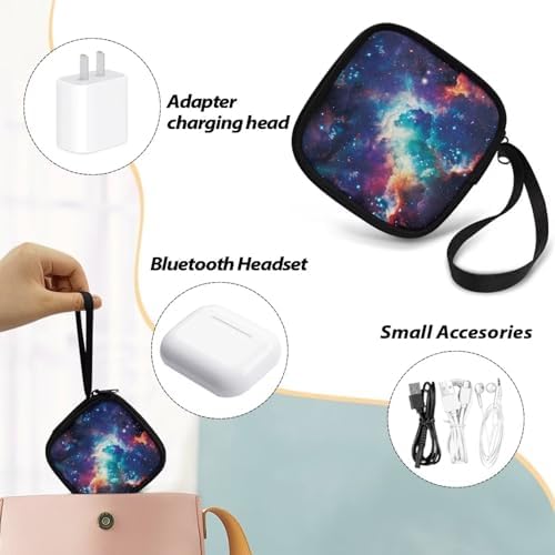 Earbuds Case Starry Sky Portable Earbuds Carrying Case, Portable Earphone Case Phone Accessories Organizer with Handle for Earphone, in-Ear Headphones - Image 6