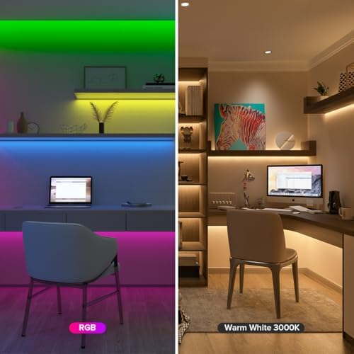 BTF-LIGHTING FCOB COB LED Strip Light IP66,UL Listed RGBW 3000K 896LED/m High Density LED Strip,16.4FT DC24V 12mm Width Color Changing Light for Bedroom Home Indoor DIY Decor(No Adapter or Controller) - Image 5