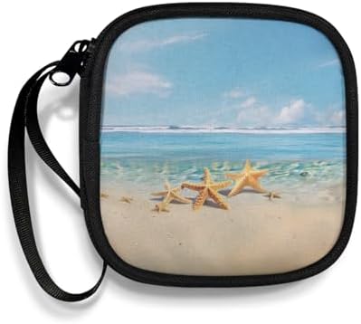 Beach Starfish Headphones Carrying Case, Protective Shell Travel Bag for Cable, Charger Storage for Earphone, Earbud, Earpieces Headphone Bag Travel by Unknown