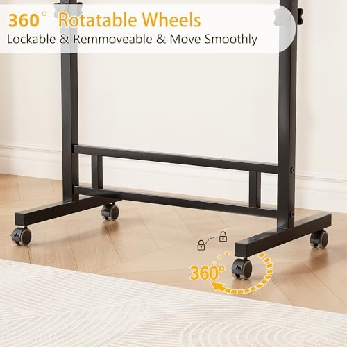 Furist Small Standing Desk Adjustable Height 32 Inch Mobile Sit Stand up Desk Portable Rolling with Wheels Standing for Walking pad Treadmill Black - Image 7