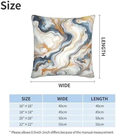 Liquid Marbling Background Pillowcase Set of 2 Gold and Teal Marble Throw Pillow Covers Shells for Couch Office Bedroom Home Decoration, 22"X22" - Image 2