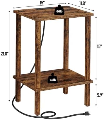 TUTOTAK End Table with Charging Station, Side Table Set of 2, Nightstand - Image 3