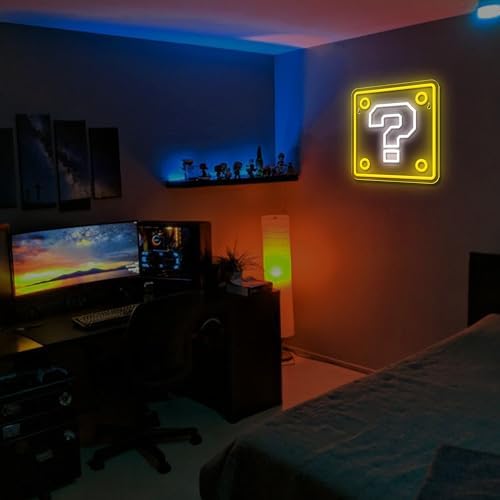 Question Block Neon Sign,Question Square Led Gamer Neon Light USB Powered Led Night Lights for Game Room Wall Decor,Man Cave,Teen Boy Room Decor,Gamer Gifts for Boys, Kids - Image 6
