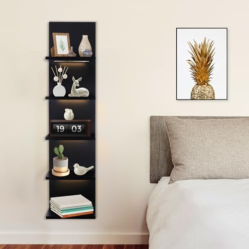 5 Tier Wall Shelf Unit, Black - Image 5