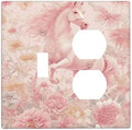 Decorative Outlet Covers Fantastical Pink Horse and Flowers 2 Gang Combination 1 Toggle/1 Duplex Light Switch Cover Gfci Wall Plate Electrical Receptacle Switchplate for Bedroom Decor by JOOJIAO