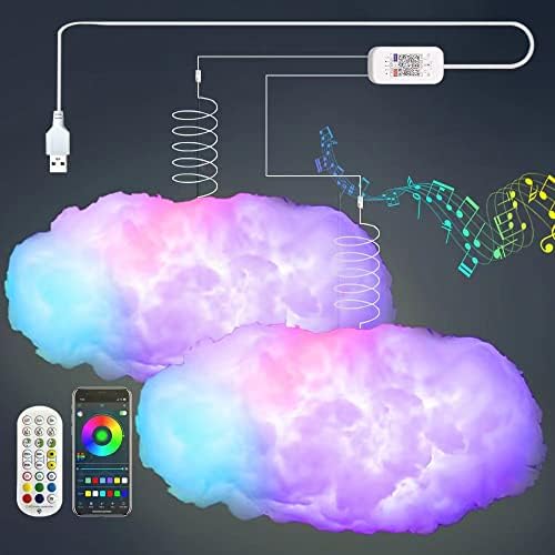 ZOKON 2PCS 3D Big Cloud lightning Light Kit Music Sync Warm Multicolor lightning Changing Strip Lights 360 Degree Wireless Remote APP NO DIY Coolest Decorations for Adults and Kids Indoor Home Bedroom by ZOKON