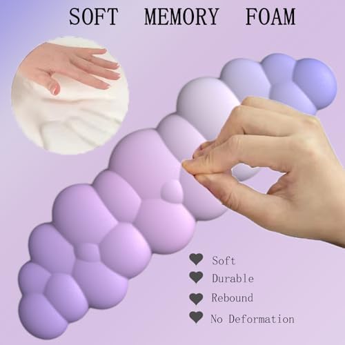 Cloud Keyboard Wrist Rest Purple Mouse Pad with Wrist Rest for Computer Keyboard and Mouse Pad Set Memory Foam PU Base Cute Ergonomic Wrist Pad Support for Gaming Desk Laptop Home Office Pain Relief - Image 3