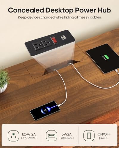 HAUOMS TV Stand for Living Room with Cable Management, Hidden Power Station - Image 4