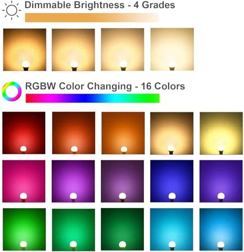 RGB Color Changing Light Bulbs,9W RGB LED Light Bulbs,40W Equivalent A19 E27/E26 Warm White 6500K,16 Color Multicolor Light Bulb Dimmable Light for Home Party Bedroom Outdoor(1Pack) - Image 2