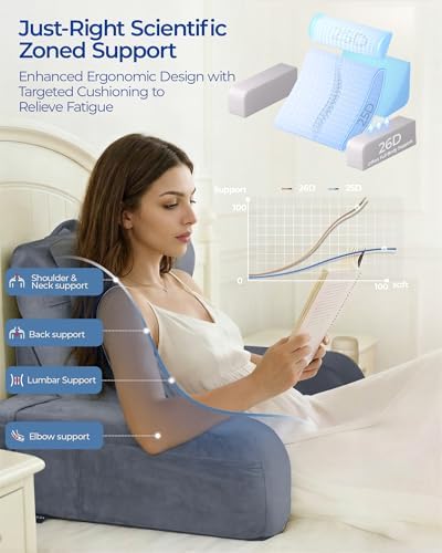 Kayfia Reading Pillow, 30-90° Stepless Adjust Angle & Height, Large, Grey - Image 5