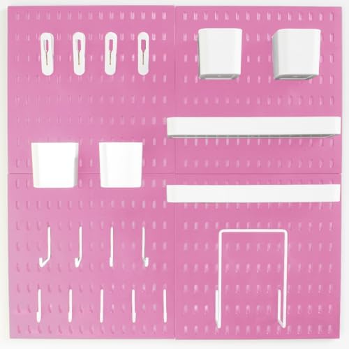 Wall-Mounted Pegboard Kit, 50.4" x 25.2" Organizer Panel – Large, Cost-Effective & Nail-Free Installation Pink - Image 7