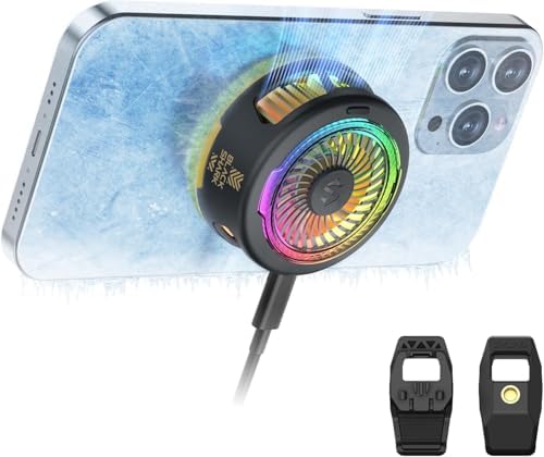 Black Shark FunCooler 5 Magnetic Cell Phone Cooler for Gaming, Portable Mobile Phone Cooling Fan with RGB Light, Cellphone Radiator for iPhone Magnetic Series/Android/Tablet/iPad (Black) - Image 4