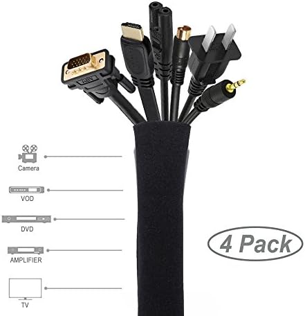 JOTO 8 Pack Cable Management Sleeve, 19-20 Inches Cord Organizer System with Zipper for TV Computer Office Home Entertainment, Flexible Cable Sleeve Wrap Cover Wire Hider System -Black - Image 2