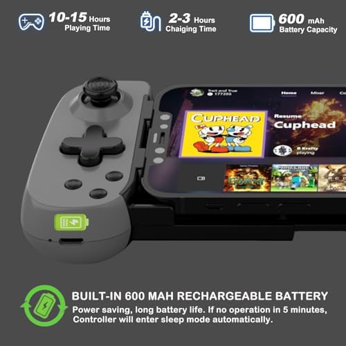 Wireless Controller for iPhone/Android/PC/iPad/Tablet/APPL Arcade MFi Games/Switch/PS4, Support Streaming on PS5/Xbox/PC Console, Cloud Gaming Gamepad Joystick - Turbo/6-Axis Gyro/Dual Motors -Grey - Image 5