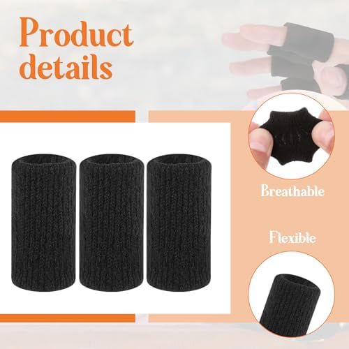 KALIONE 10Pcs Black Sport Finger Sleeves, Finger Sleeves Protectors, Elastic Finger Support Sleeve, Compression Finger Sleeves, Thumb Brace Support for Basketball, Golf - Image 3