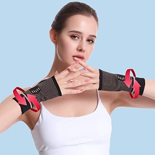 Copper Wrist Compression Sleeve, Elastic Wrist Support Sleeve Wrist Brace for Tendonitis, Arthritis, Sprains Pain Relief, Breathable Carpal Tunnel Hand Brace for Sport, Fitness, Workout, Typing - Image 6