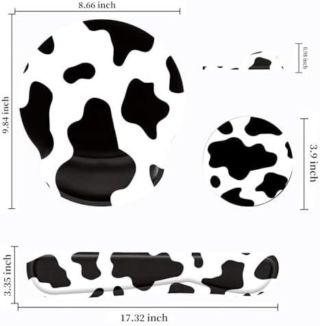 Keyboard Wrist Rest and Mouse Pad Wrist Support Set with Coasters,Ergonomic Gaming Mousepad for Home Office Working Studying Easy Typing & Pain Relief,Cow Print - Image 2