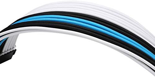 Formulamod PSU Cable Extension Kit 18AWG Sleeved, 24 Pin ATX + 8 Pin EPS + Dual 8 Pin PCI-E, Custom PC Cable Extensions with Combs for Clean Cable Management & Gaming PC Build (White Black Sky Blue) - Image 5