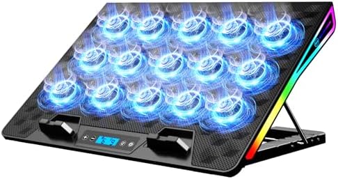 KeiBn Laptop Cooling Pad, Gaming Laptop Fan Cooling Pad with 15 Quiet Fans, RGB Laptop Cooler for 10-17.3 Inch, 4 Height Stands, 2 USB Ports - Blue by KeiBn-BornforyouBurntoever