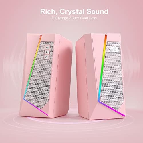 Redragon GS520 Wired 2.0 Channel Stereo Sound Desktop RGB Computer Speakers - Image 3