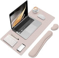 Desk Mat Set， Wrist Rest for Computer Keyboard, 3-in-1 Large Mouse Pad and Keyboard Wrist Rest Set, Non-Slip Desk Mat Protector for Office, Home(27.5×13.8 Inches, CreamPI) by FreeNook