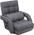 Indoor Floor Gaming Chairs for Adults with Back Support,Chaise Lounge, 14-Position Folding Lazy Sofa with Pillow for Living Room, Bedroom, Balcony(Grey) 8803GR by FLOGUOR