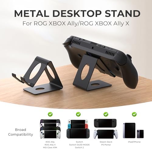 Handheld Console Stand for ASUS ROG Ally X/for Switch 2/for Legion Go/for Steam Deck Handheld Game Console Desktop Stand Holder Mount (Black) - Image 2