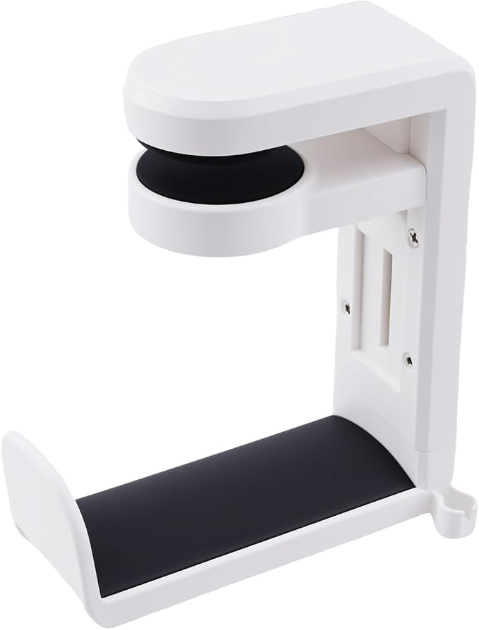 Rotating Headphone Stand, Gaming Headset Stand, Headphone Hanger Hook Under Desk with 360 Degree Swivel & Cable Clip Organizer, Adjustable Clamp-on Headset Holder Mount Hook, Space Saving, White by Heran