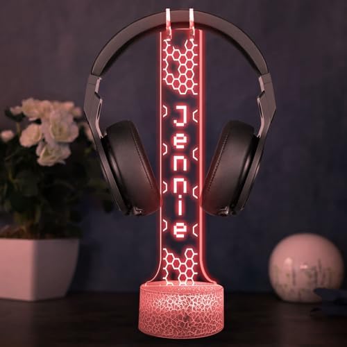 Personalized RGB Light-Up Headphone Holder, Custom Gamer Name Headset for Gamer Desk, Valentine Gift for Him, Gaming Room Decoration, Boyfriend Gifts for Gaming Lovers - Image 4