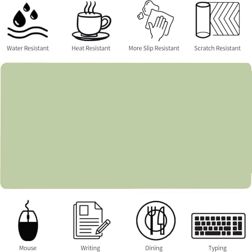 Bloss Green Desk Mat, Mouse Pad, Waterproof Leather Desk Pad, Desk Matt for Desktop, Non-Slip Desk Pad Mat for Office Work/Home (27.6 x 13.8 Inches) - Image 4