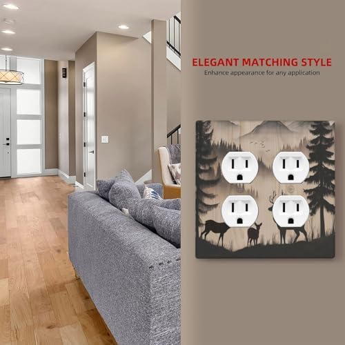 Decorative Switch Plate Covers Rustic Black Deer Elk Brown Wood Board Pine Tree 2-Gang Duplex Light Switch Covers Gfci Wall Plate Electrical Receptacle Switchplate Plug Faceplate Decor - Image 7