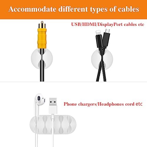 Shintop 16pcs Cable Clips for Organizing Nightstand Phone Chargers (White) - Image 4