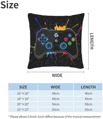 Perinsto Game Joystick Throw Pillow Covers Set of 2 Gamer Gifts Decorative Pillowcases Soft Cushion Covers for Sofa Couch Bed Home Decor, 16"X16" - Image 2