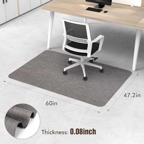 Blvornl Office Chair Mat for Hardwood Floor, Computer Chair Mat, 47.2"x60" | Dark Grey, Waterproof, easy to clean, suitable for hardwood, laminate, Rattan Woven Pattern, Durable Solid PVC Material - Image 2