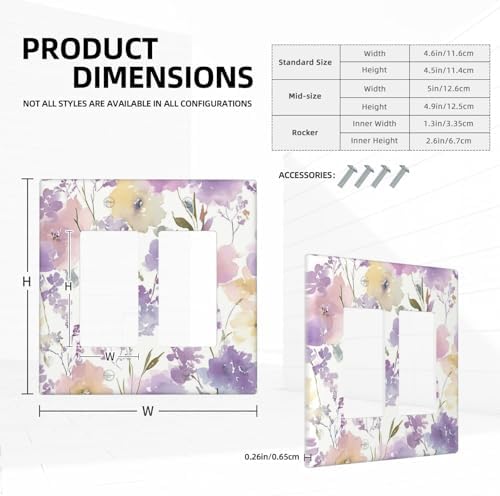 Decorative Outlet Covers Purple Floral Watercolor Wildflower 2 Gang Light Switch Cover Plate Double Rocker Wall Plate Gfci Switch Plate Covers Plug Faceplate for Bedroom Decor - Image 5