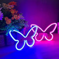 2 Pcs Butterfly Neon Signs Pink Blue LED Night Lights for Wall Decor by Bernicekelly