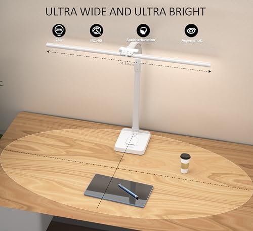 Double Head LED Desk Lamp, Architect Desk Lamps for Home Office, 24W Brightest Workbench Office Lighting-5 Color Modes and 5 Dimmable Eye Protection Modern Desk Lamp (White-Desktop, Big) - Image 4