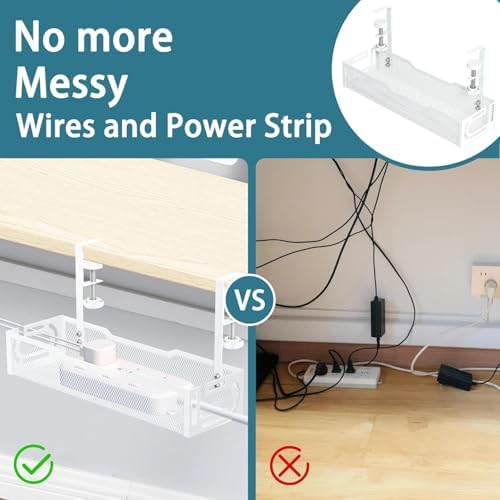 Under Desk Cable Management Tray, No Drill Mesh Cable Tray Cord Organizer - Image 6