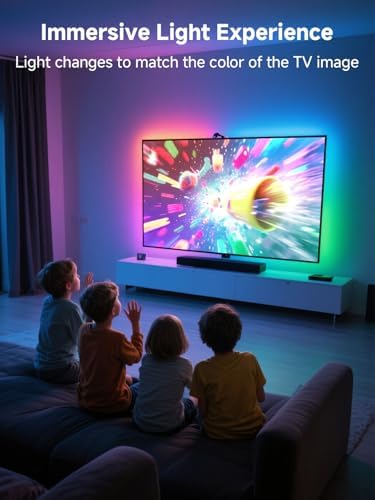 GIPOYENT TV LED Backlight with Camera, 10.5FT RGBIC Screen Sync Lights for 32–50 Inch TVs & PC Monitors, Music Sync LED Strip Lights with App for Gaming, Movies, Bedroom - Image 4