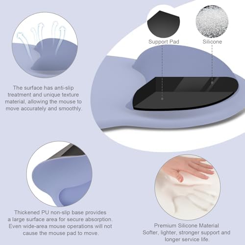 MOSISO Wrist Rest Support for Mouse Pad&Keyboard Set, Stone Blue - Image 2