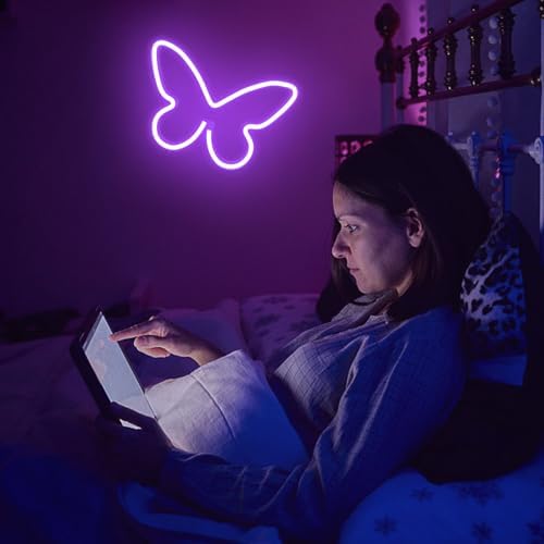 2 PCS Butterfly Neon Signs Purple Butterfly LED Neon Light for Bedroom - Image 5