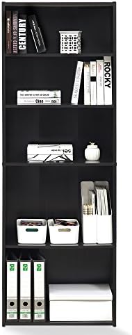 FURINNO Wright 5-Shelf Bookcase, Cinnamon Cherry - Image 6