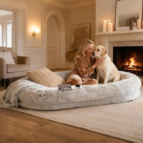 Grey Human Dog Bed - 71''x45''x12'' Size Fits Adult and Pet by FollowUs