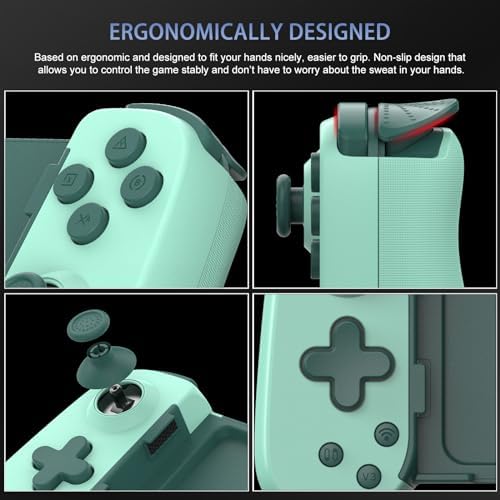 Wireless Controller for iPhone 17/Android/PC/iPad/Tablet/APPL Arcade MFi Games/Switch/PS4, Support Streaming on PS5/Xbox/PC Console, Cloud Gaming Gamepad Joystick - Turbo/6-Axis Gyro/Dual Motors - Green - Image 6