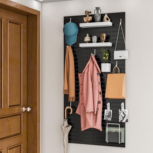 Wall-Mounted Pegboard Kit, 25.2" x 25.2" Organizer Panel – Large, Cost-Effective & Nail-Free Installation Black - Image 3